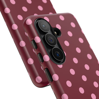 Pink Polka Dot Phone Case – Cute Aesthetic Tough Protective Phone Cover for Iphone, Samsung Galaxy and Pixel