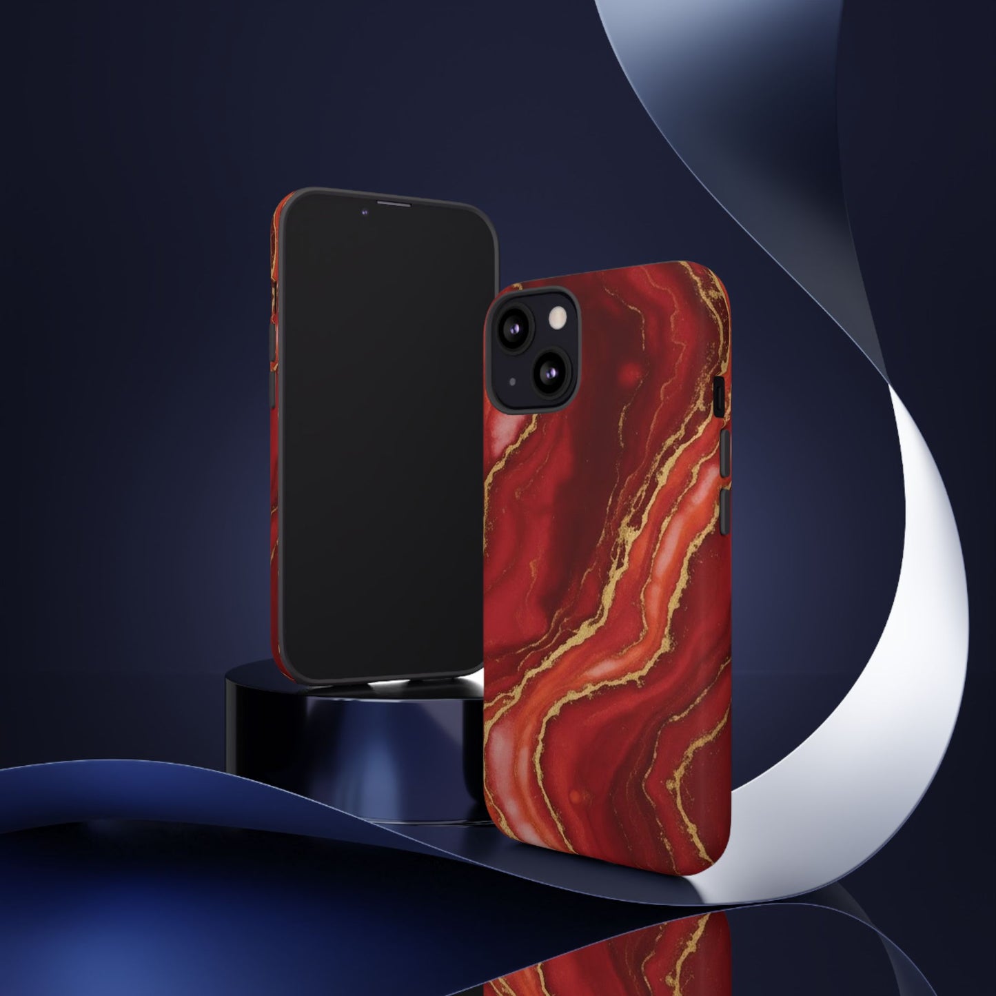 Red Agate Marble Phone Case – Gold Vein Luxury Stone Tough Case (iPhone, Samsung, Pixel)