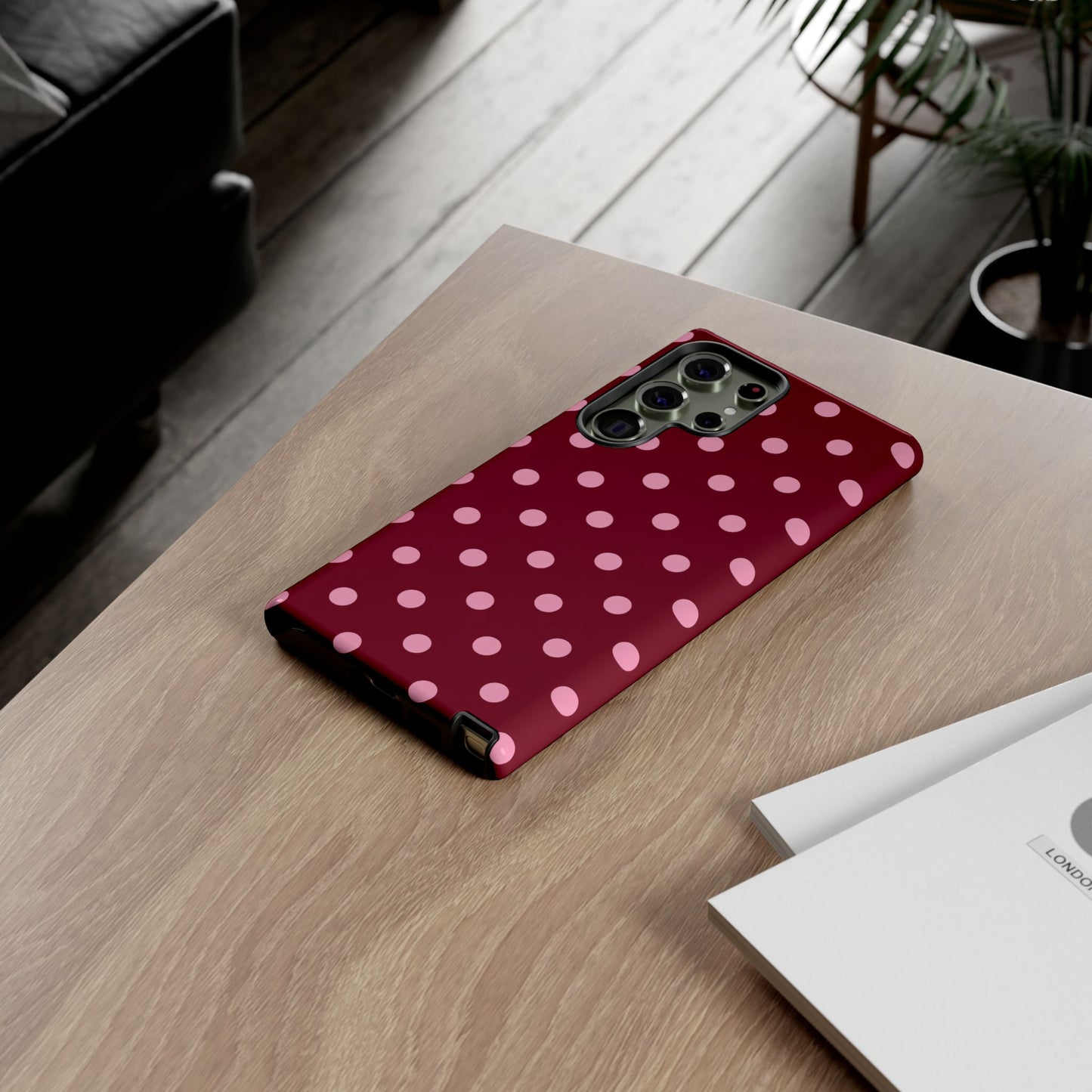 Pink Polka Dot Phone Case – Cute Aesthetic Tough Protective Phone Cover for Iphone, Samsung Galaxy and Pixel
