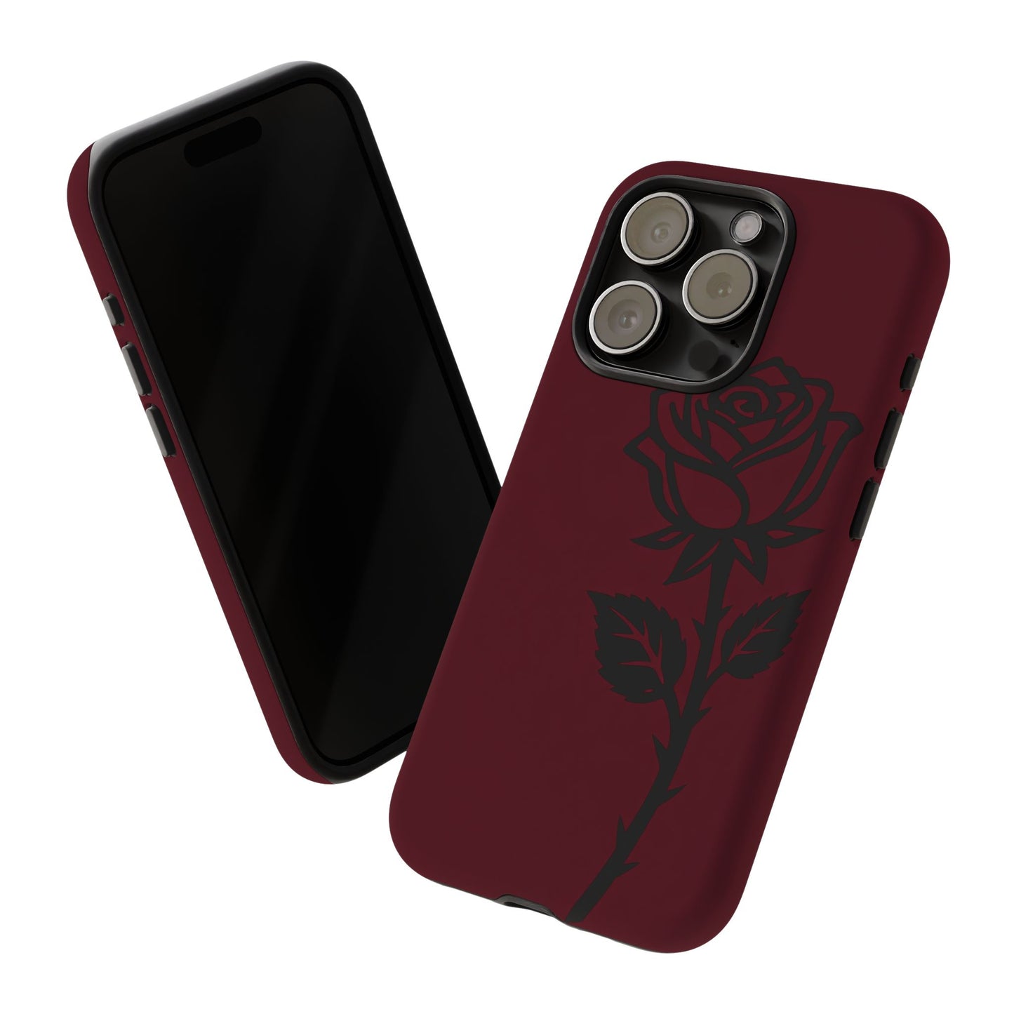 Black Rose Burgundy iPhone Case | Dark Aesthetic Shockproof Protective Cover