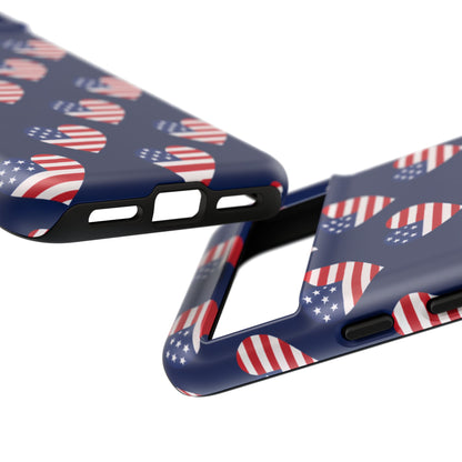 Patriotic American Flag Heart Phone Case – Tough Shockproof, USA Stars & Stripes for Iphone, Samsung Galaxy and Pixel