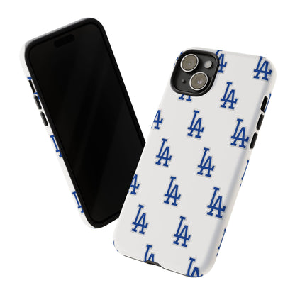Blue LA Monogram Pattern Phone Case | Minimal Baseball Inspired Tough Cover