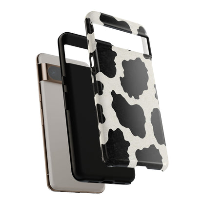 Black & White Cow Print Phone Case | Western Aesthetic iPhone & Samsung Tough Case