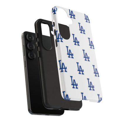 Blue LA Monogram Pattern Phone Case | Minimal Baseball Inspired Tough Cover