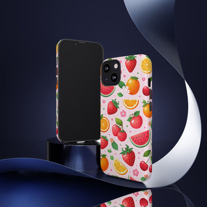 Fruit Phone Case – Tough Shockproof, Strawberry Cherry Citrus Summer Design for Iphone, Samsung Galaxy and Pixel