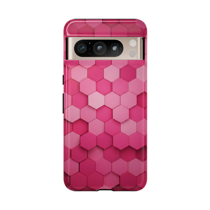 Hot Pink Hexagon Phone Case | Honeycomb Geometric Aesthetic | Cute Pink iPhone & Samsung Tough Protective Case