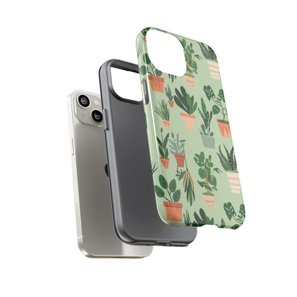Plant Lover Phone Case | Cute Potted Plants Pattern | Botanical Aesthetic Tough Case
