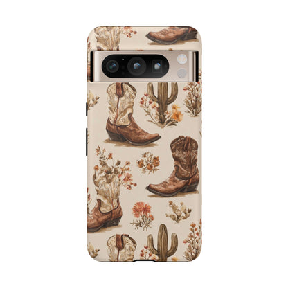 Cowboy Boots Western Phone Case Rustic Cowgirl Cactus Floral iPhone Samsung Pixel