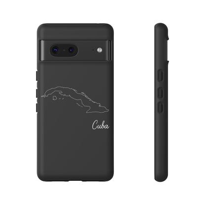 Cuba Outline Phone Case – Minimal Country Map Tough Case (iPhone, Samsung, Pixel)