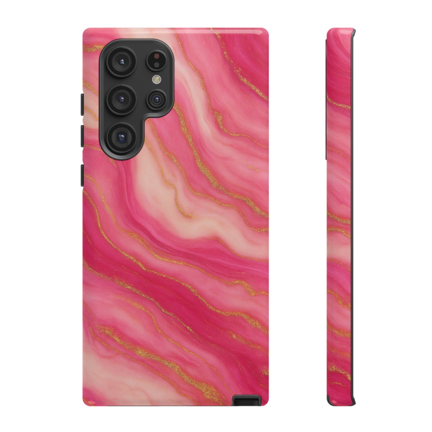 Pink Marble Phone Case | Rose Gold Swirl Aesthetic Tough Protective Case