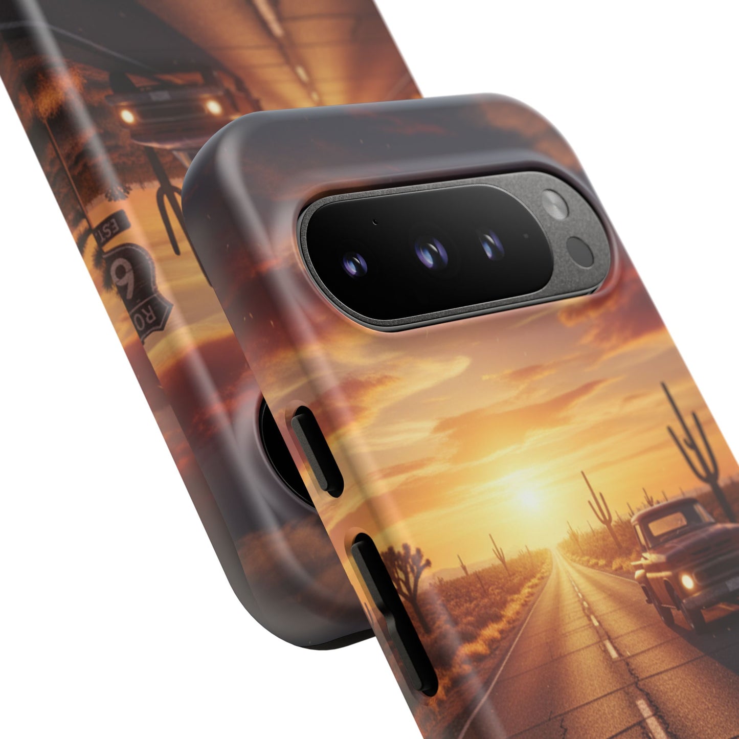 Route 66 Sunset Desert Highway Phone Case – Road Trip Travel Aesthetic Tough Case