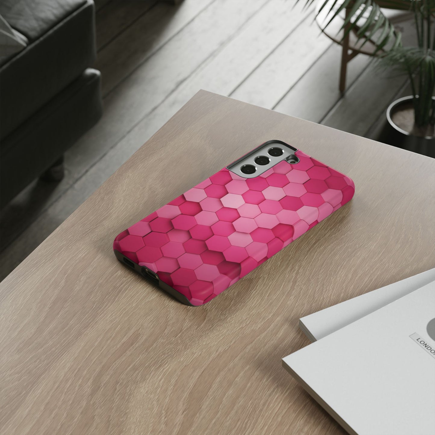 Hot Pink Hexagon Phone Case | Honeycomb Geometric Aesthetic | Cute Pink iPhone & Samsung Tough Protective Case