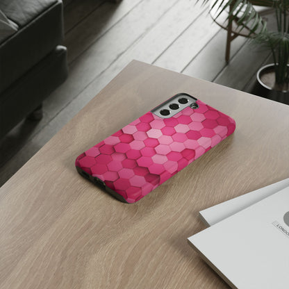 Hot Pink Hexagon Phone Case | Honeycomb Geometric Aesthetic | Cute Pink iPhone & Samsung Tough Protective Case