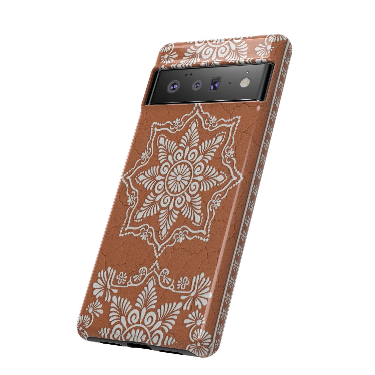 Talavera Terracotta Phone Case | Mexican Floral Pattern iPhone & Samsung Tough Case | Boho Clay Aesthetic Cover