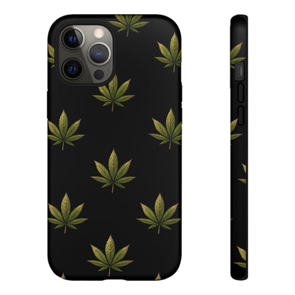 Cannabis Leaf Phone Case Green Weed Leaf Pattern Tough Protective Cover