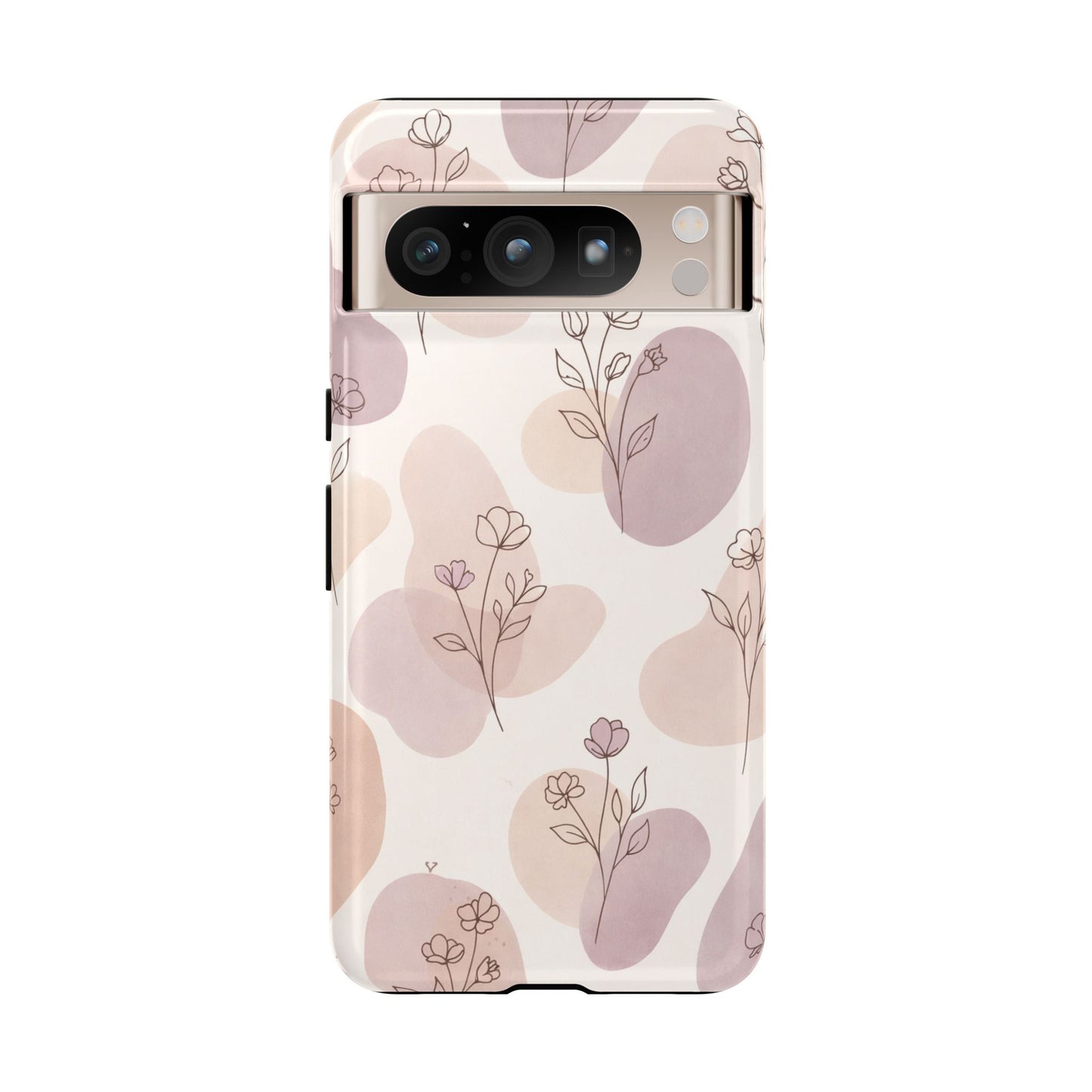 Blush Floral Phone Case Neutral Botanical Watercolor Tough Cover