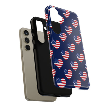 Patriotic American Flag Heart Phone Case – Tough Shockproof, USA Stars & Stripes for Iphone, Samsung Galaxy and Pixel
