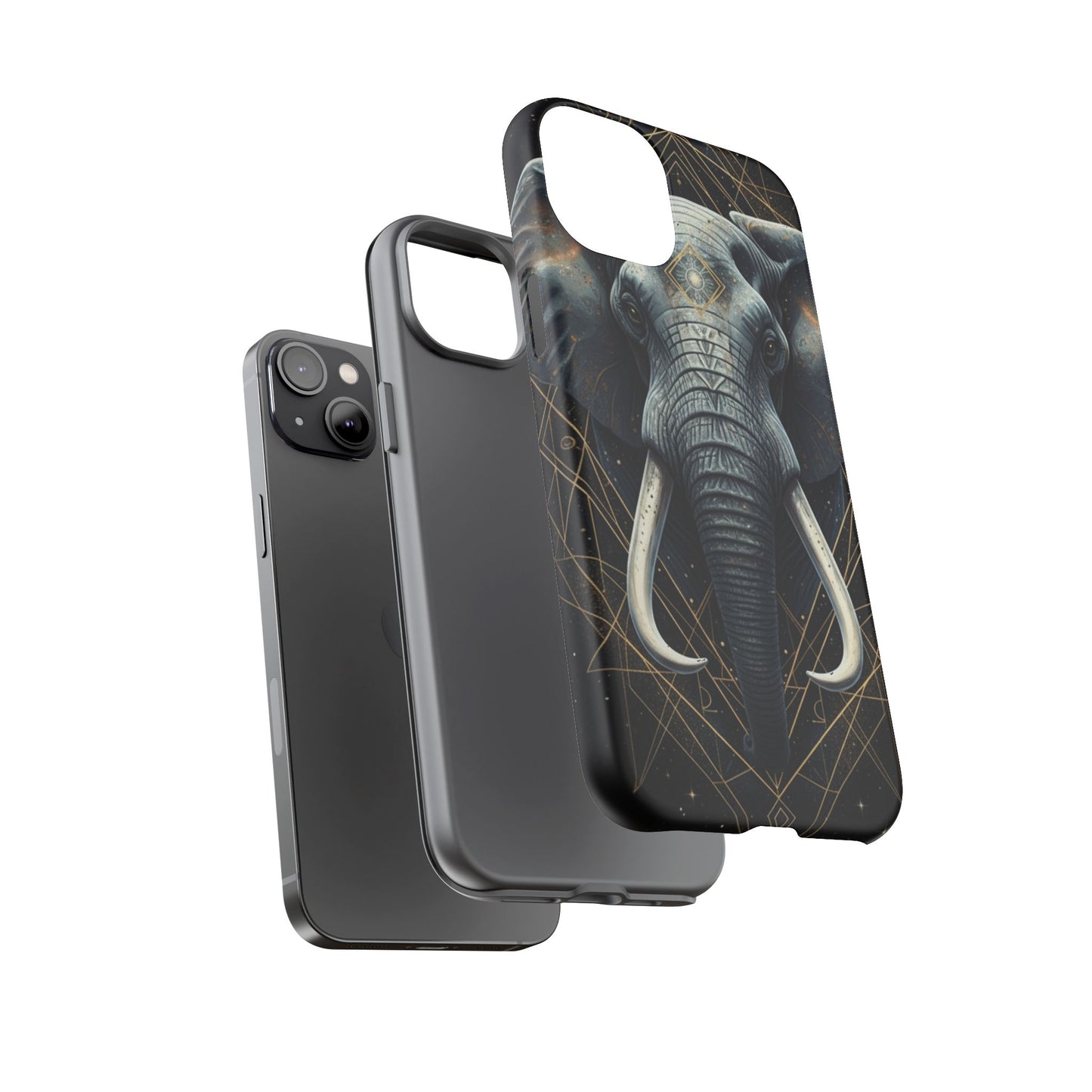 Elephant Mandala Phone Case – Black and Gold Spiritual Elephant Tough Protective Case