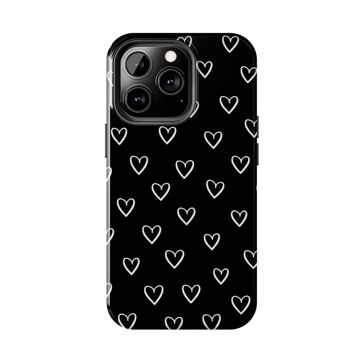 Doodle Heart Phone Case – Minimal Black & White Heart Pattern | Tough Protective Case