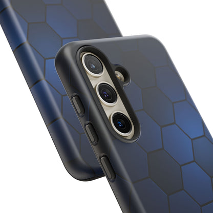Blue Hexagon Gradient Phone Case | Honeycomb Geometric Tech Aesthetic | Minimalist Tough Case for iPhone & Samsung