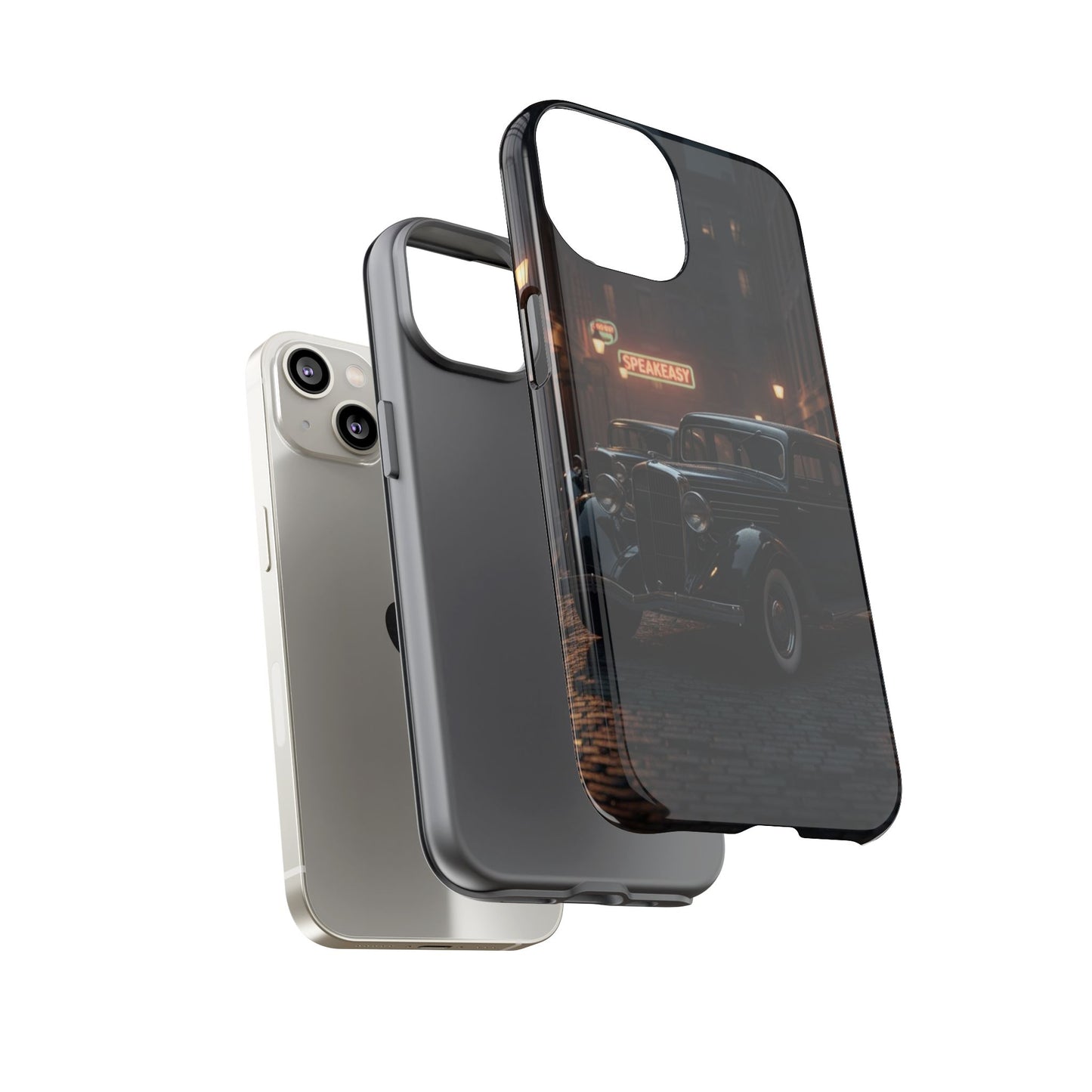 Vintage Classic Car Phone Case | Retro Noir Aesthetic | 1930s Street Scene Tough Case for iPhone & Samsung