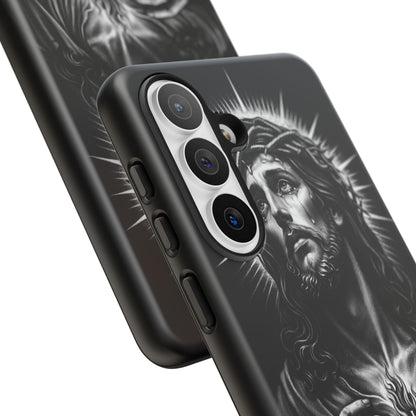 Jesus Sacred Heart Phone Case Black White Christian Faith Aesthetic