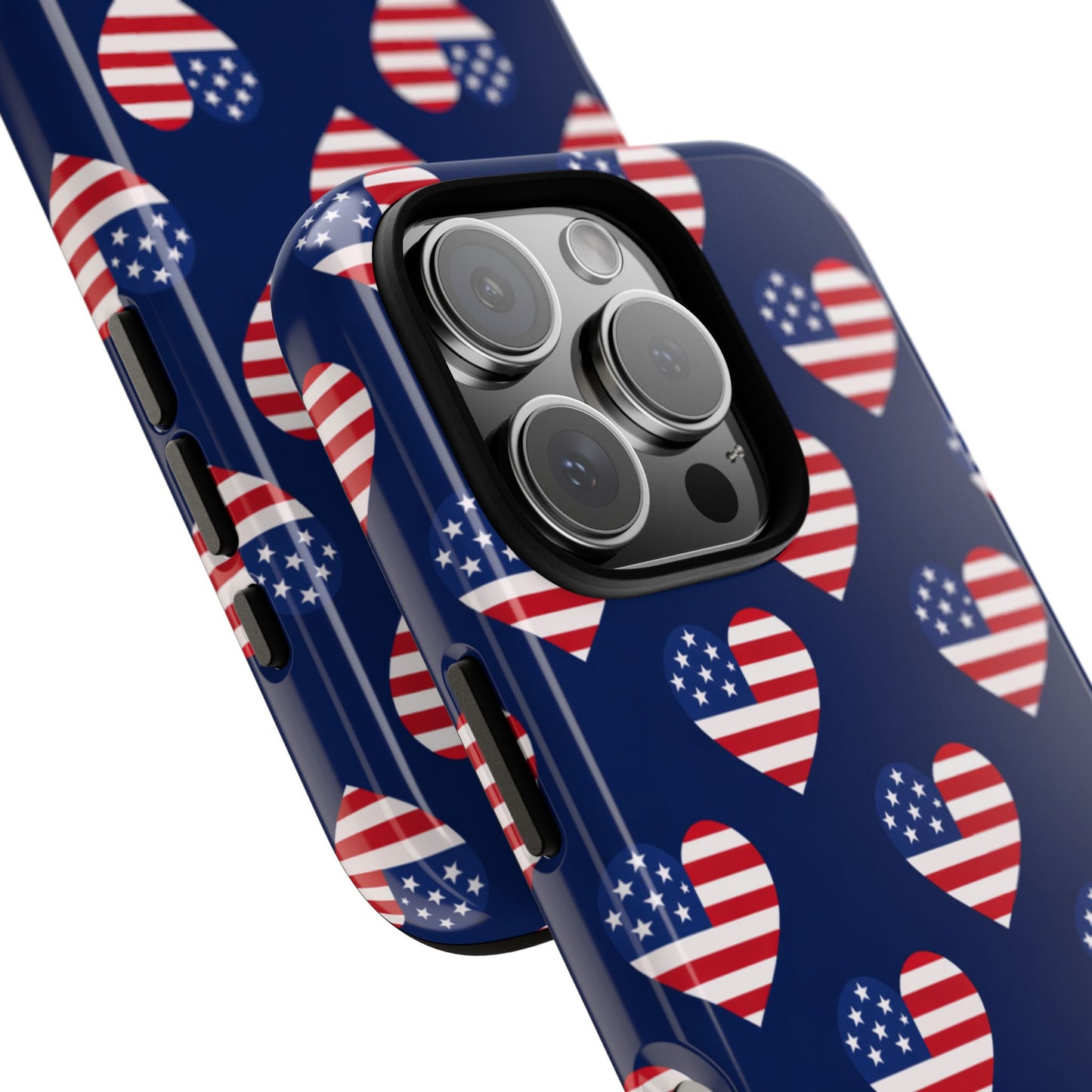 Patriotic American Flag Heart Phone Case – Tough Shockproof, USA Stars & Stripes for Iphone, Samsung Galaxy and Pixel