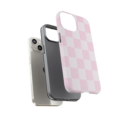 Light Pink Checkerboard Phone Case | Pastel Aesthetic Checkered iPhone & Samsung Tough Case