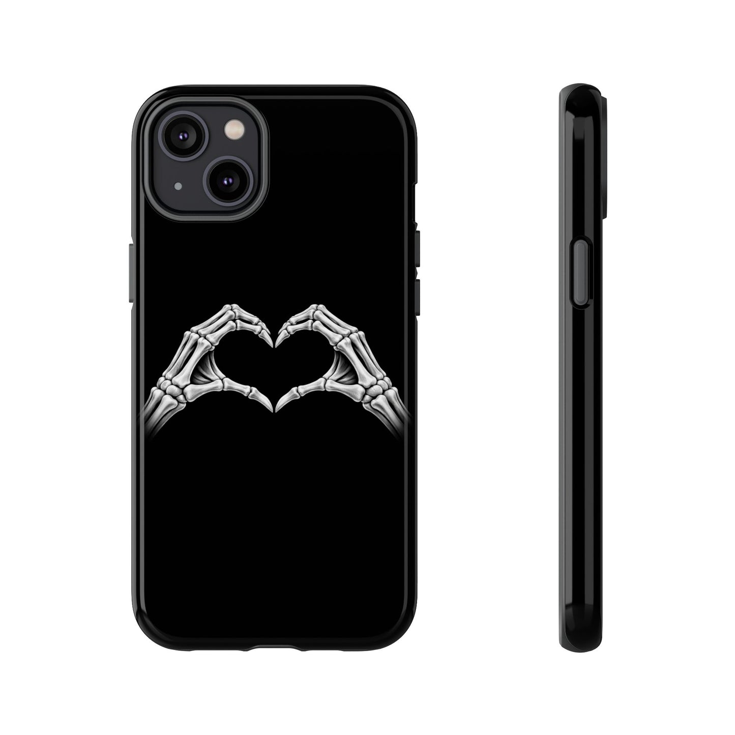 Skeleton Hands Heart Phone Case | Gothic Black Protective Cover