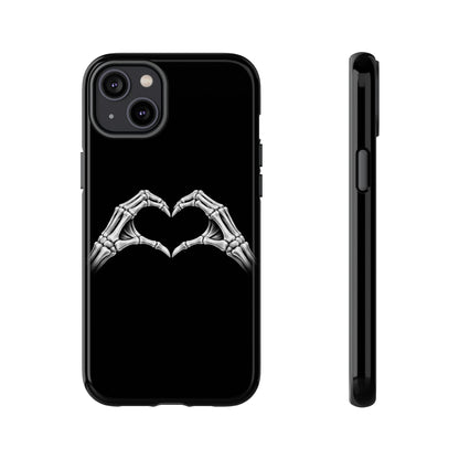 Skeleton Hands Heart Phone Case | Gothic Black Protective Cover