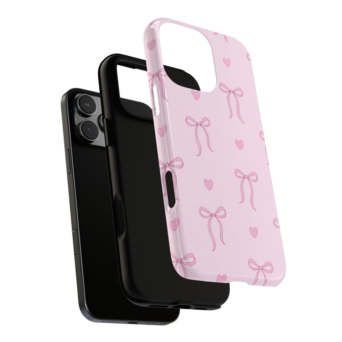 Pink Bow Heart Aesthetic Phone Case – Coquette Cute Tough Cover