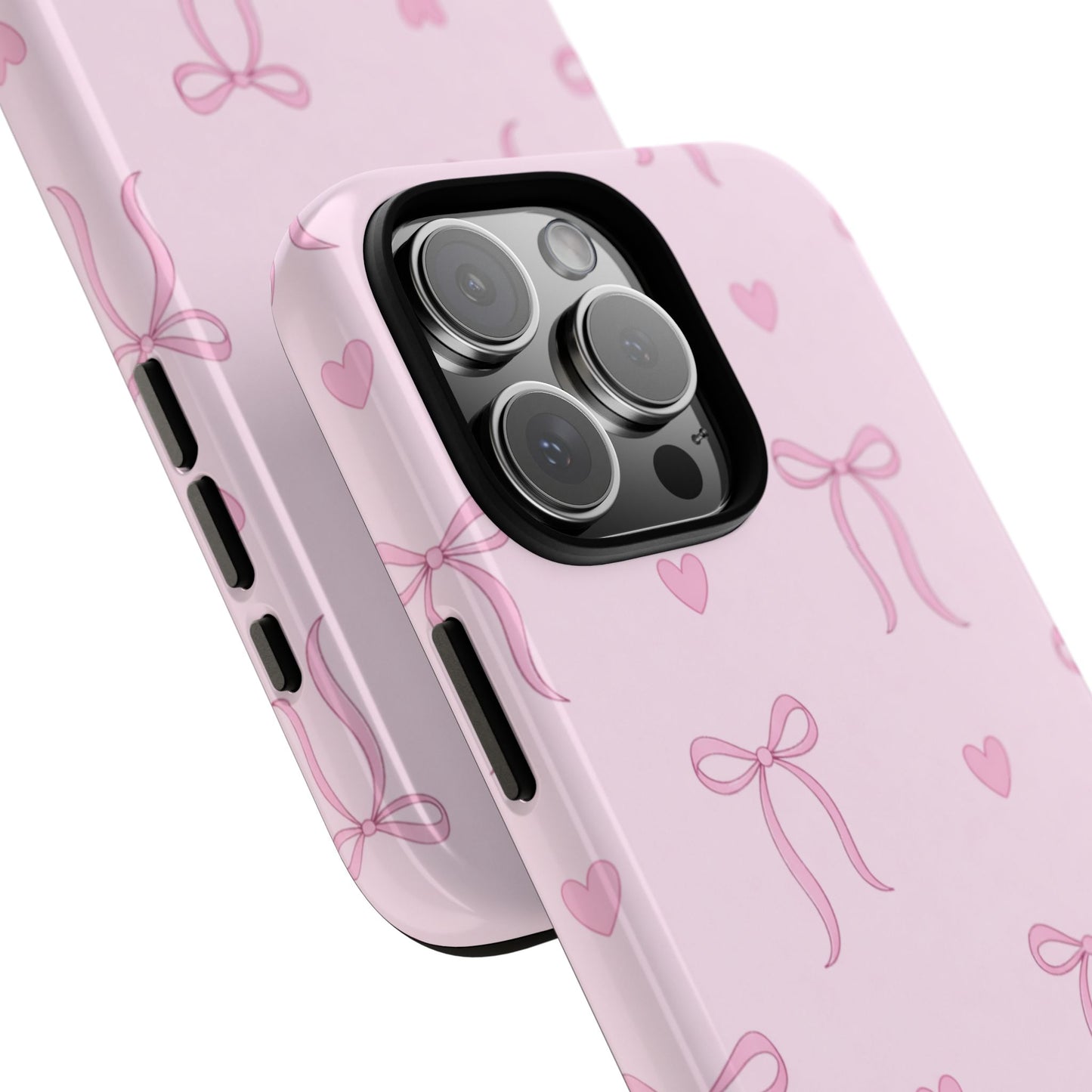 Pink Bow Heart Aesthetic Phone Case – Coquette Cute Tough Cover