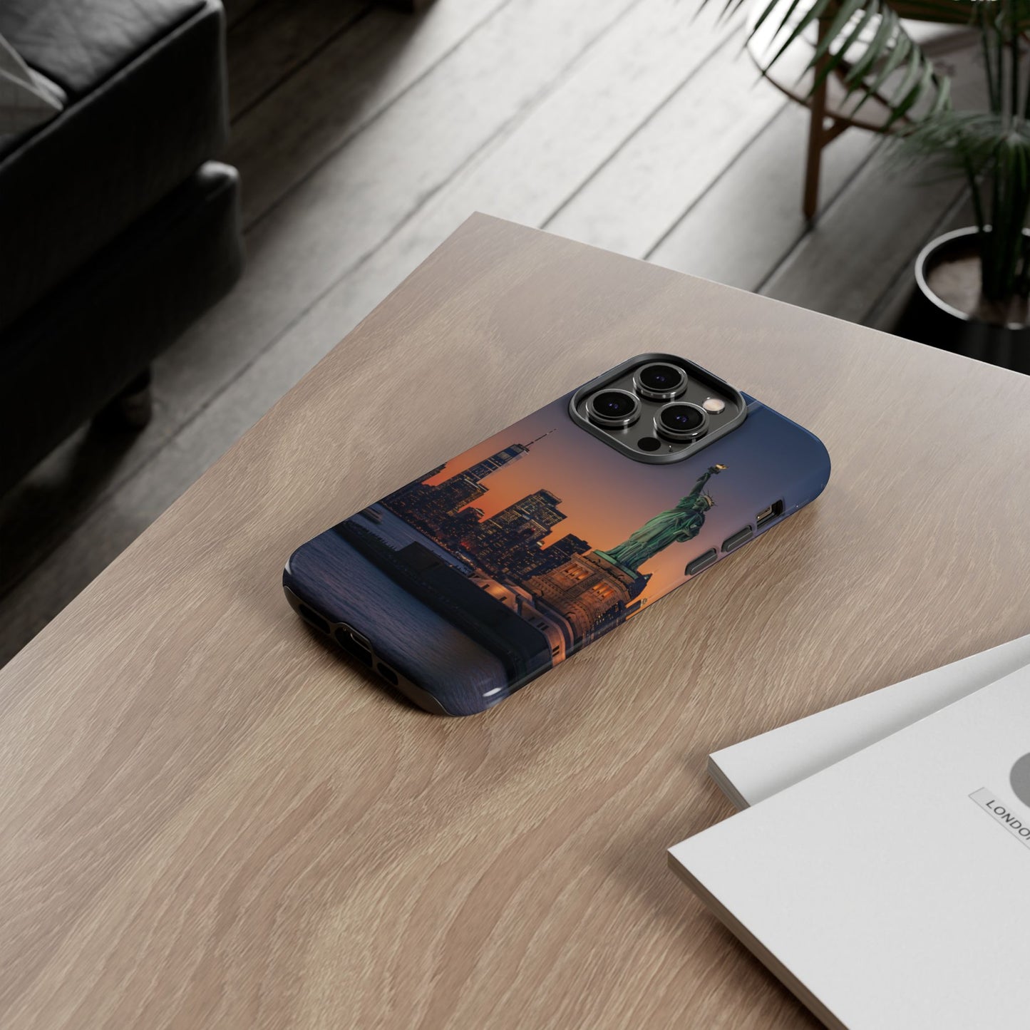Statue of Liberty Sunset Phone Case – New York City Skyline Travel Aesthetic Tough Case