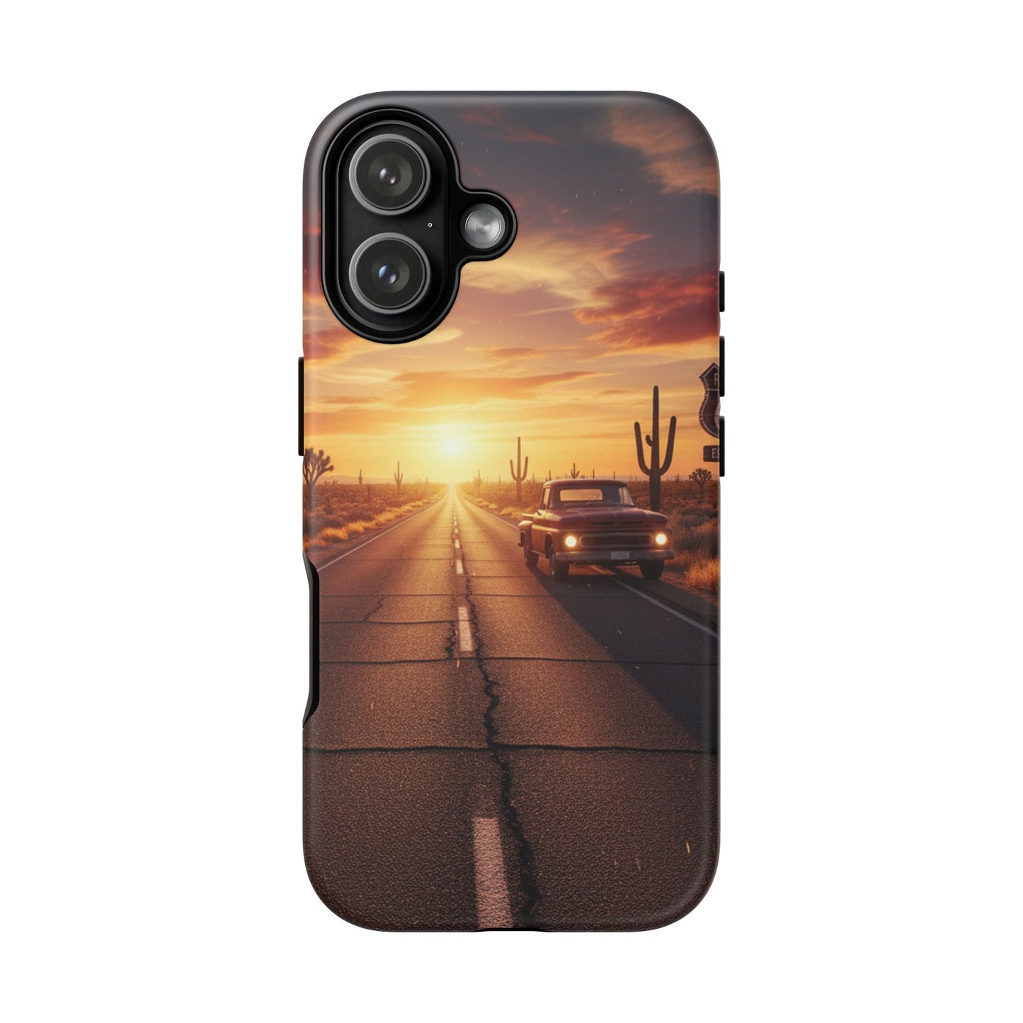 Route 66 Sunset Desert Highway Phone Case – Road Trip Travel Aesthetic Tough Case