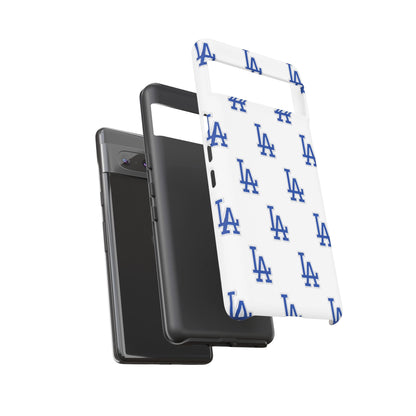 Blue LA Monogram Pattern Phone Case | Minimal Baseball Inspired Tough Cover