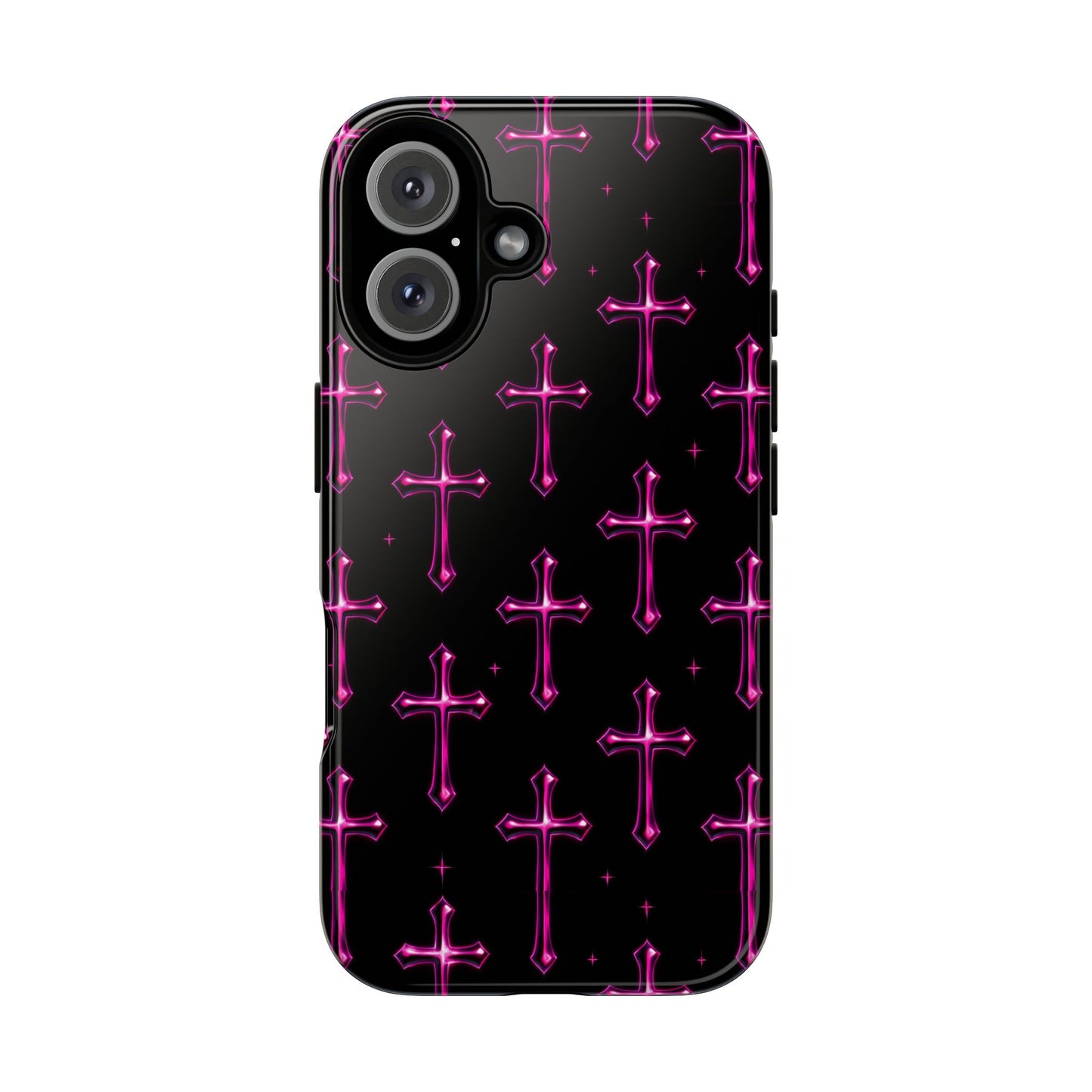 Neon Pink Cross Pattern Phone Case | Tough Protective Case for Iphone, Samsung Galaxy and Pixel