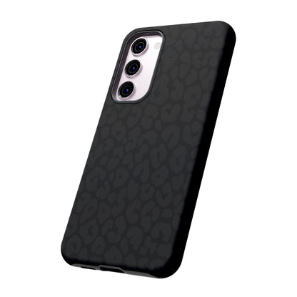 Black Leopard Phone Case | Black on Black Leopard Print Tough iPhone & Samsung Case | Matte or Glossy Protective Cover