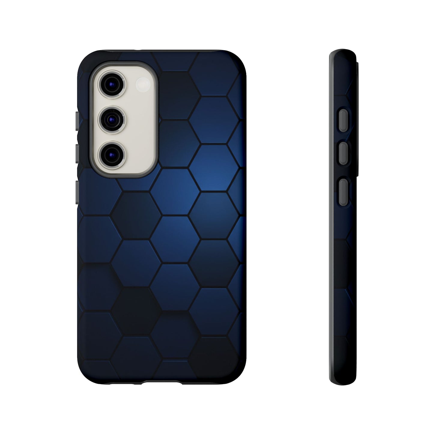 Blue Hexagon Gradient Phone Case | Honeycomb Geometric Tech Aesthetic | Minimalist Tough Case for iPhone & Samsung