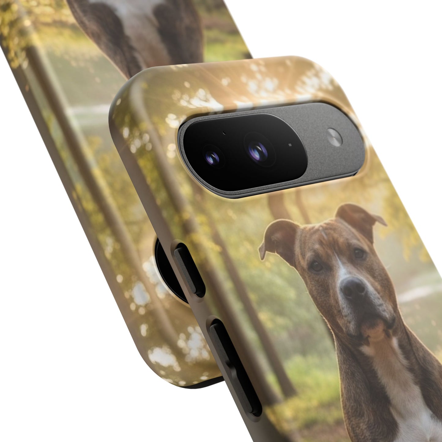 Pitbull Portrait Phone Case | Dog Lover Tough Case, Sunset Forest