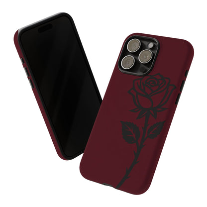 Black Rose Burgundy iPhone Case | Dark Aesthetic Shockproof Protective Cover