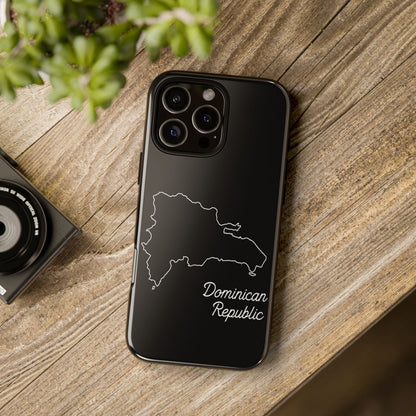Dominican Republic Outline Phone Case – Minimal Country Map Tough Case (iPhone, Samsung, Pixel)