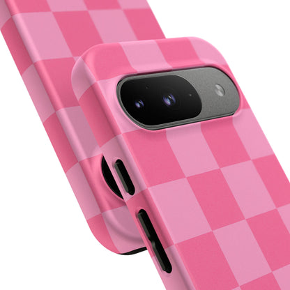 Pink Checkerboard Phone Case | Cute Aesthetic Checkered iPhone & Samsung Tough Case