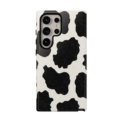 Black & White Cow Print Phone Case | Western Aesthetic iPhone & Samsung Tough Case
