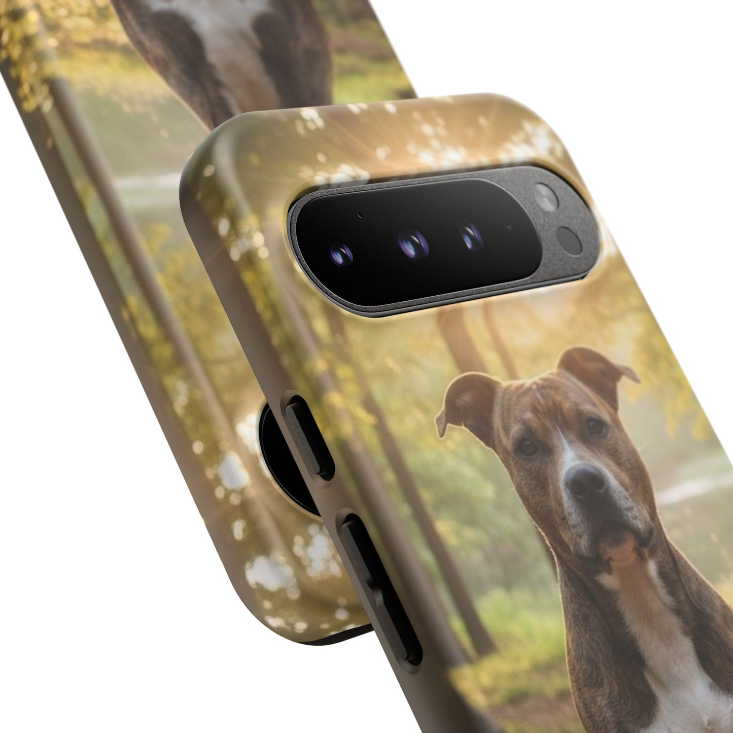 Pitbull Portrait Phone Case | Dog Lover Tough Case, Sunset Forest