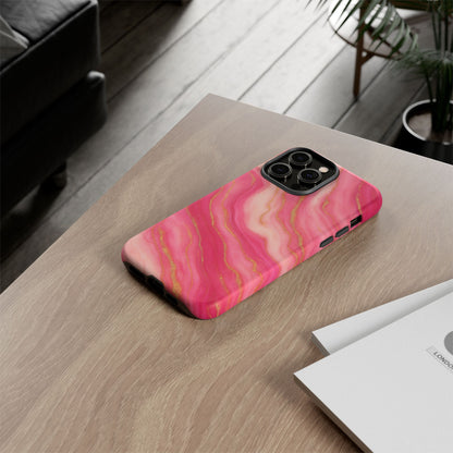 Pink Marble Phone Case | Rose Gold Swirl Aesthetic Tough Protective Case