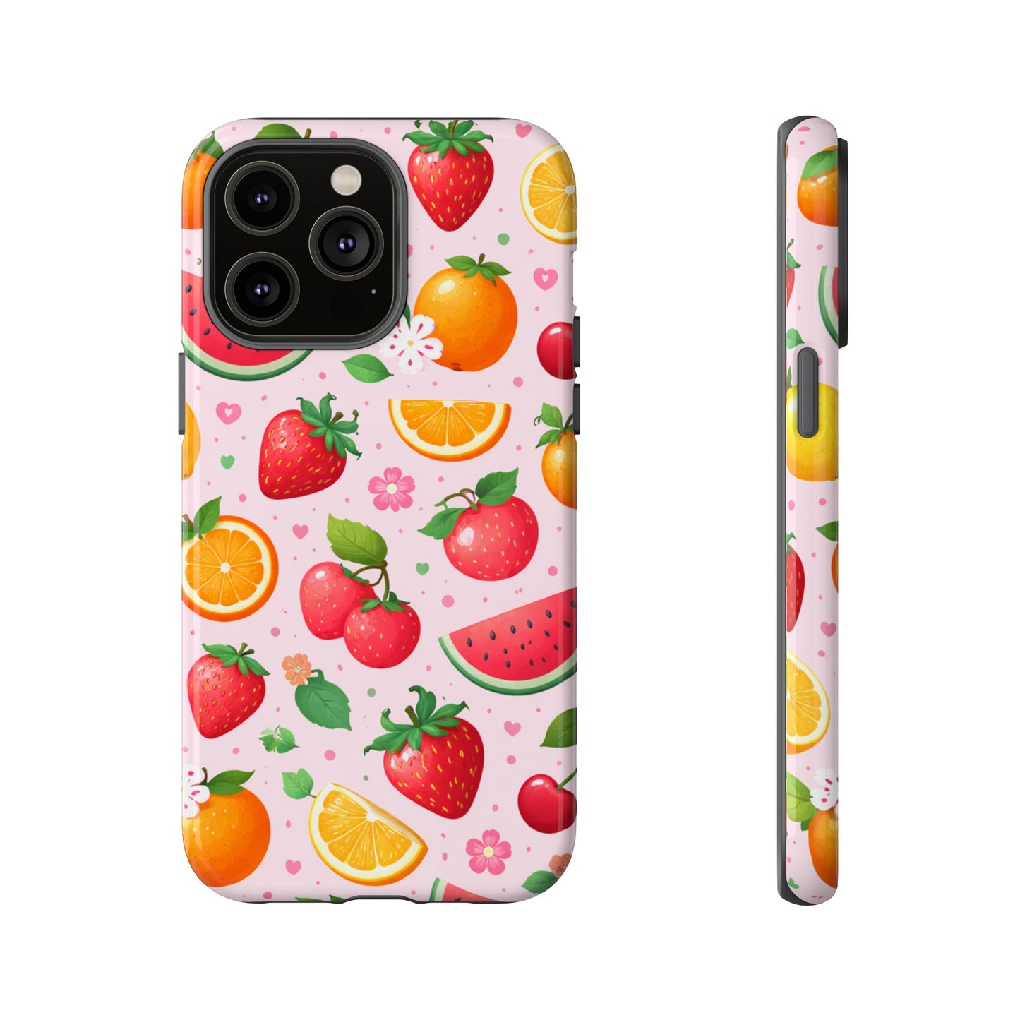 Fruit Phone Case – Tough Shockproof, Strawberry Cherry Citrus Summer Design for Iphone, Samsung Galaxy and Pixel