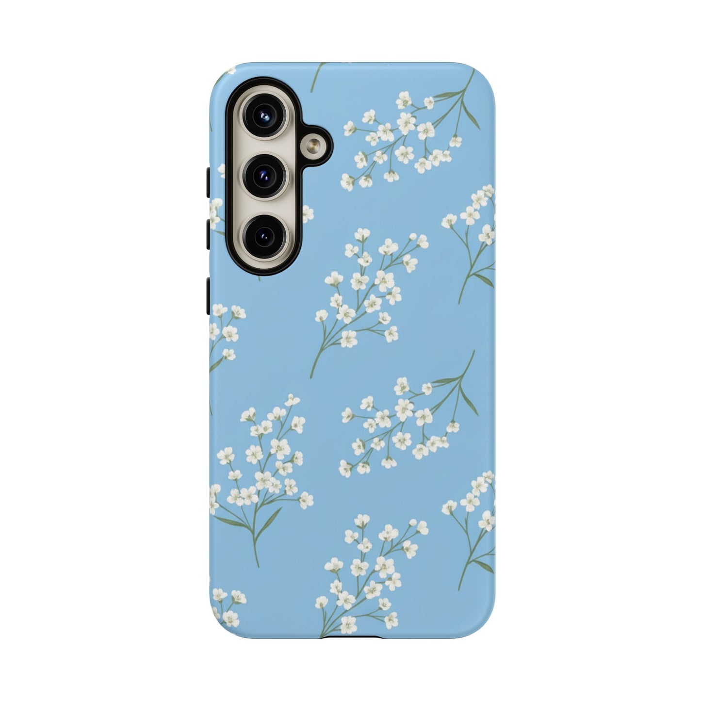 Baby’s Breath Floral Phone Case – Blue Minimal Flower Aesthetic Tough Case