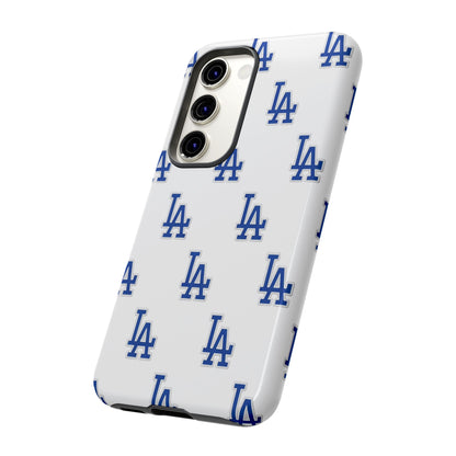 Blue LA Monogram Pattern Phone Case | Minimal Baseball Inspired Tough Cover