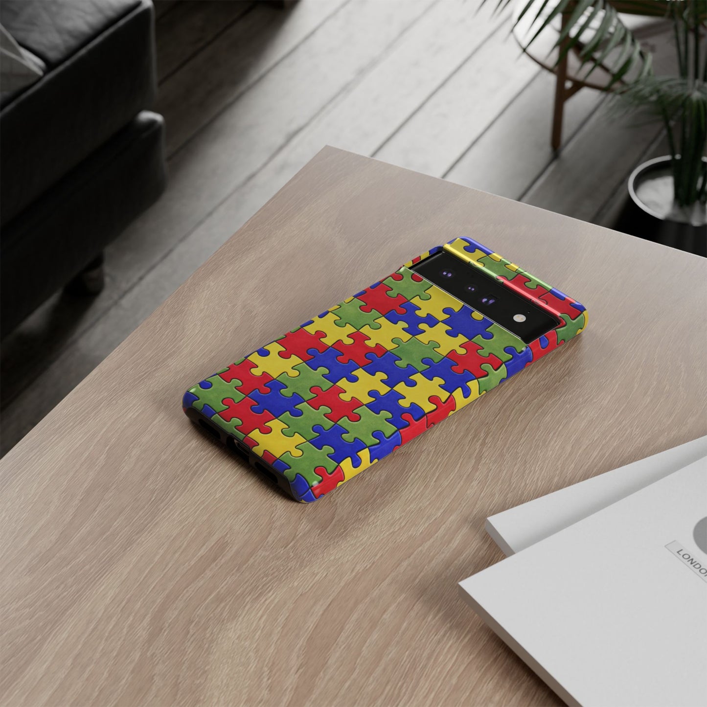 Colorful Puzzle Phone Case, Autism Awareness Jigsaw Design, Tough Protective Case, iPhone & Samsung Case, Vibrant Puzzle Pattern