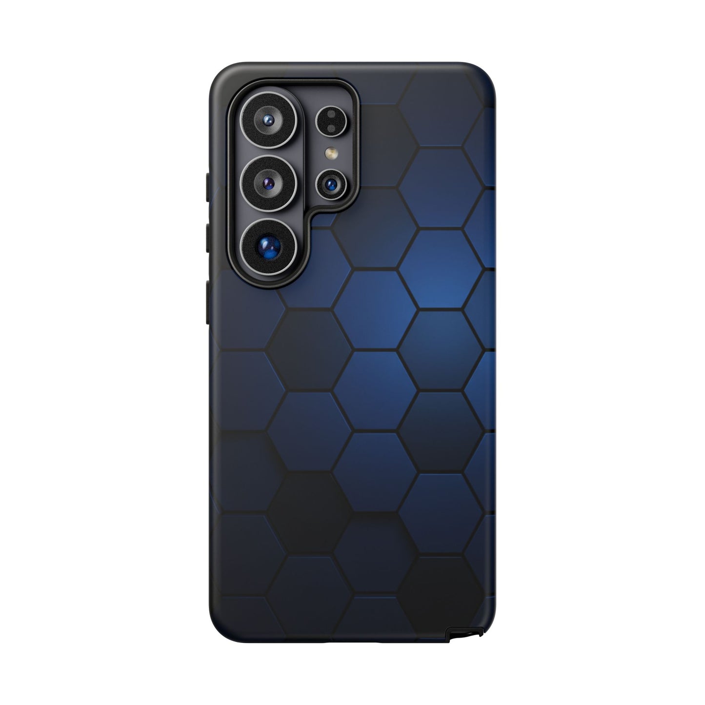 Blue Hexagon Gradient Phone Case | Honeycomb Geometric Tech Aesthetic | Minimalist Tough Case for iPhone & Samsung